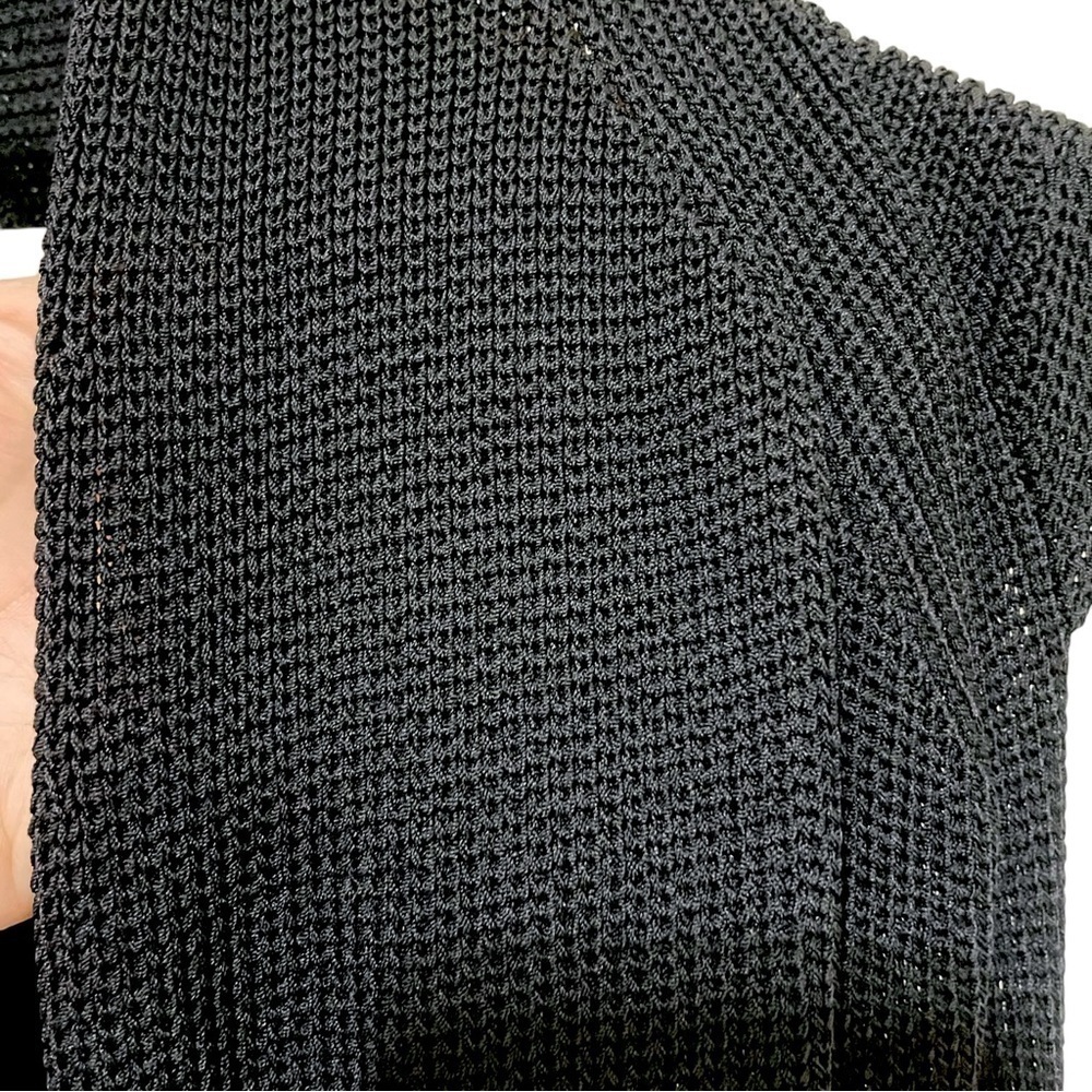 Aritzia Long-line Woven Black Open Front Sweater, M - Picture 7 of 16